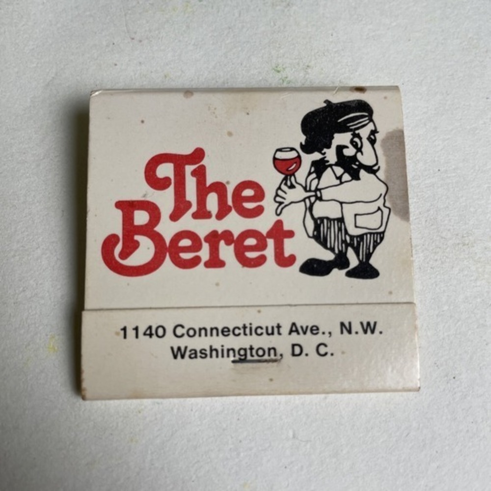 Vintage 1970 Restraunt Matchbook The Beret 1140 Connecticut Ave NW Washington DC